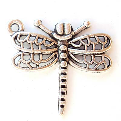 Cast Metal Charm Dragonfly Loop Side 23x21mm (10) Antique Silver