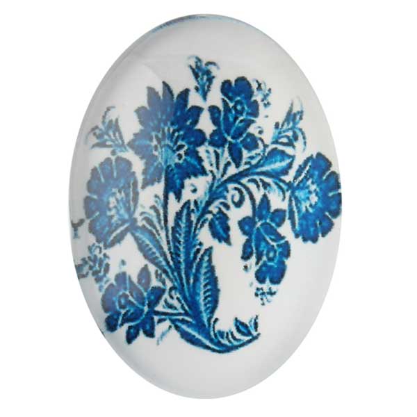 Cabochon Altered-Art 18x13mm (1) Blue & White Daisies