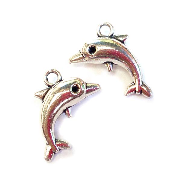 Cast Metal Charm Dolphin Small 17x11mm (10) Antique Silver