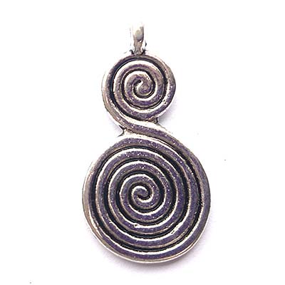 Cast Metal Charm Swirl Double LARGE 28x15mm (10) Antique Silver