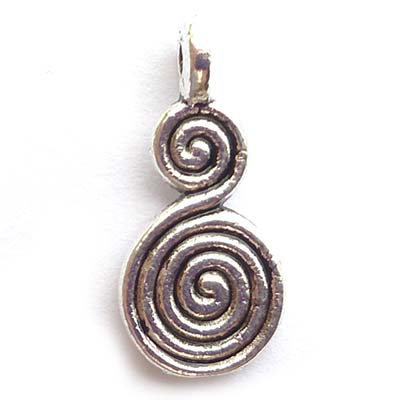 Cast Metal Charm Swirl Double SMALL 18x8mm (10) Antique Silver