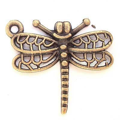 Cast Metal Charm Dragonfly Loop Side 23x21mm (10) Antique Bronze