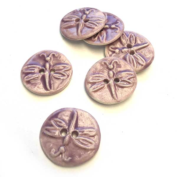 Hand Made Ceramic Button 22x25mm (6) Dragonfly