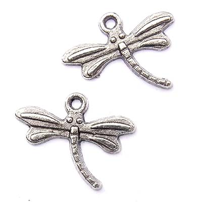 Cast Metal Charm Dragonfly 18x14mm (10) Antique Silver