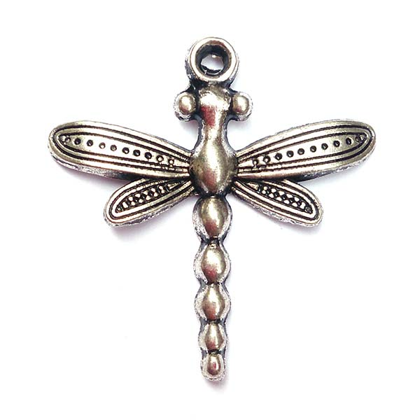 Cast Metal Charm Dragonfly Traditional 33x33mm (10) Antique Silver