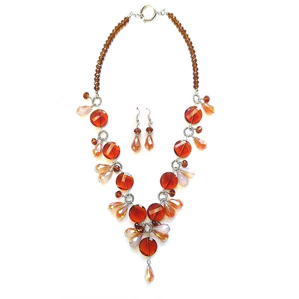 Jewellery Beading Kit Shimmering Crystal Teardrop Necklace & Earring Set - Topaz