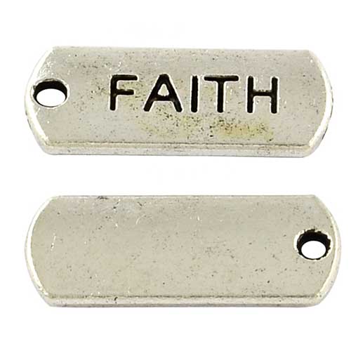 Cast Metal Charm Word 'FAITH' Tag 21x8mm (10) Antique Silver