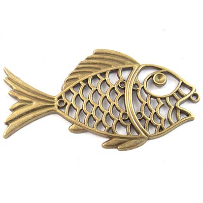 Cast Metal Pendant Fish 90x46mm (1) Antique Bronze