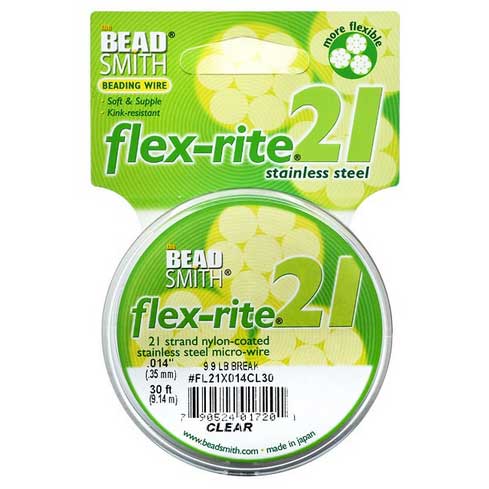 Flexrite 21 - Stainless steel 21 Strand Wire 014 - 0.35mm - 9 Metres Spool - Clear - Professional Quality