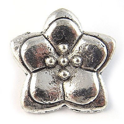 Cast Metal Charm Flower Star Small Loop in Back 16x8mm (10) Antique Silver