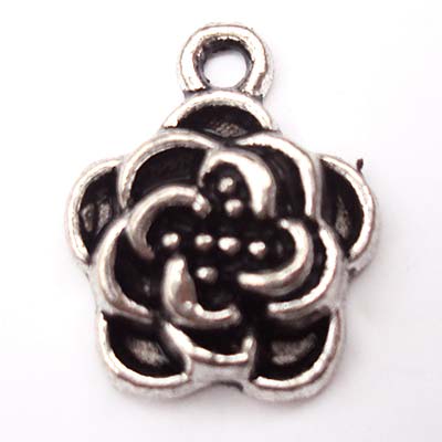 Cast Metal Charm Flowers Small Style Four 15x12mm (10) Antique Silver