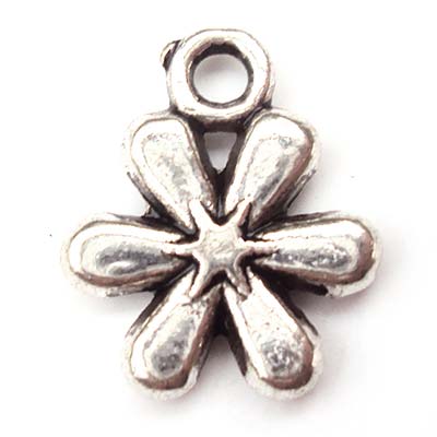 Cast Metal Charm Flowers Small Style Five 13x11mm (10) Antique Silver