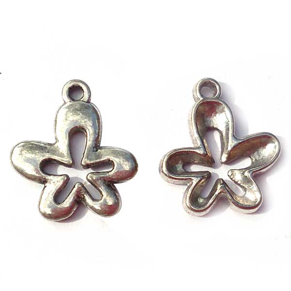 Cast Metal Charm Flowers Groovy 17x15mm (10) Antique Silver