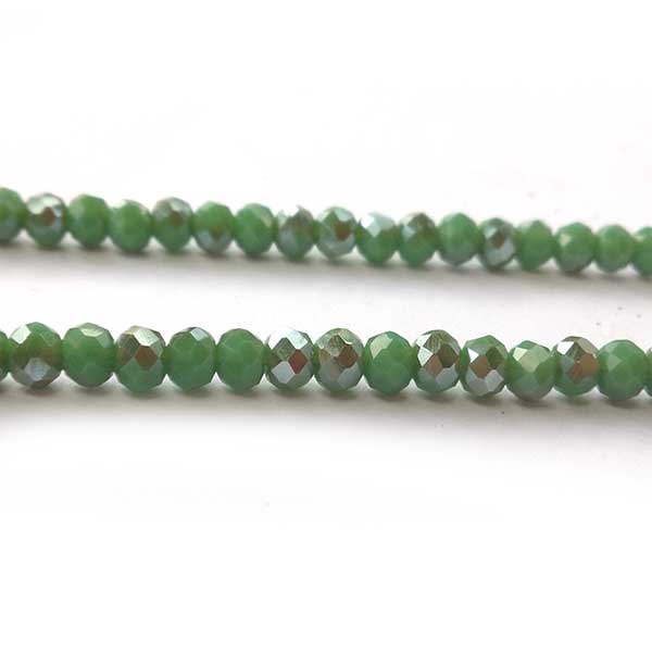 Imperial Crystal Bead Rondelle 3x4mm (145) Half Plated Bronze Opaque Green