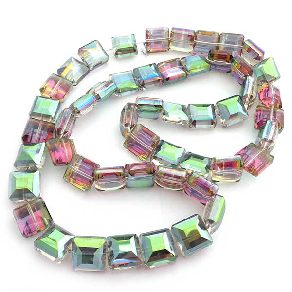 Imperial Crystal Beads Flat Square 13x13x8mm (12) Lt. Indicolite