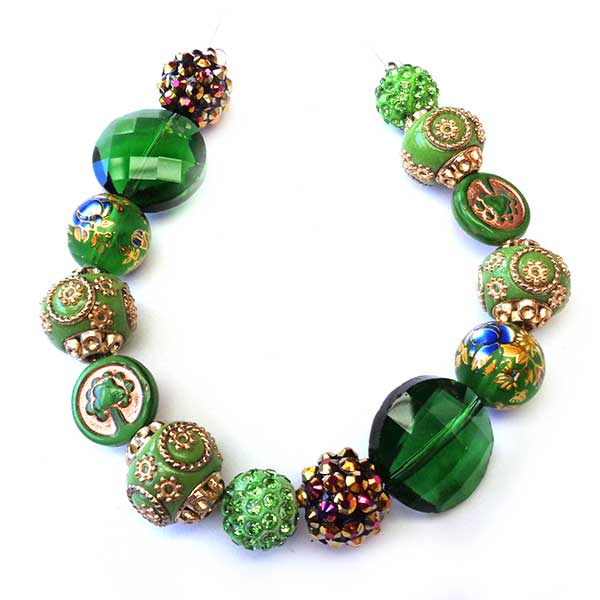 Bohemian Bead Strands Mixed Beads 101 Green