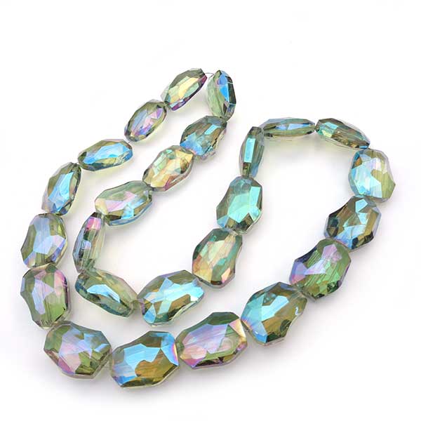 Imperial Crystal Beads Potato Facetted Large 26x20x11mm (4) Iridescent Light Green