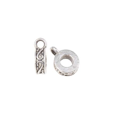Cast Metal Bead Hanger Swirl Design 10x7mm (10) Antique Silver