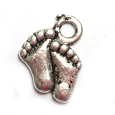Cast Metal Charm Feet "Hang Ten" Small 15x9mm (10) Antique Silver