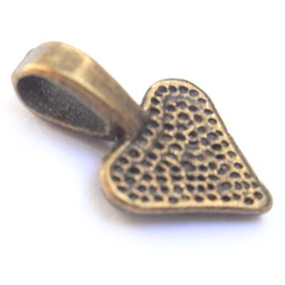 Bail Cast Metal Heart Small 16x9mm (10) Antique Bronze