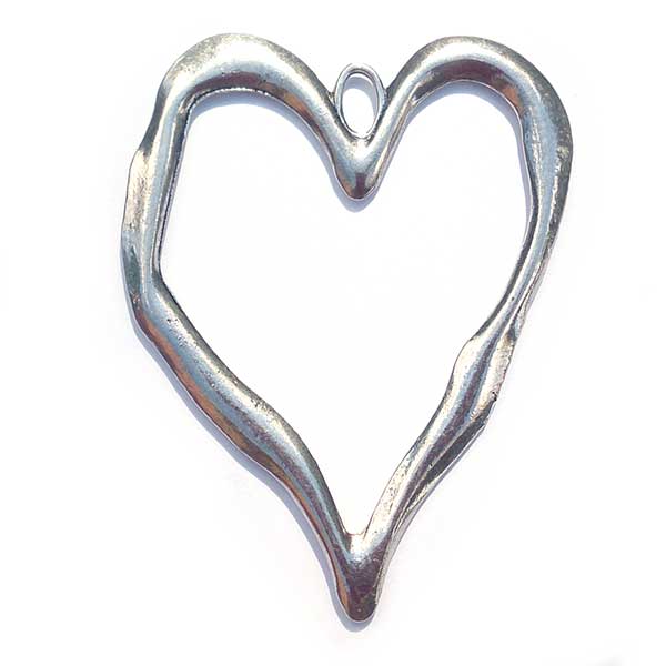 Cast Metal Pendant Heart Large 90x71mm (1) Antique Silver