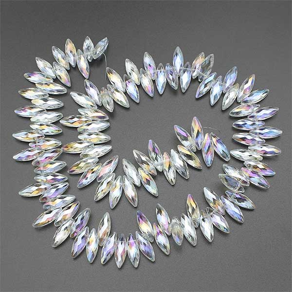 Imperial Crystal Beads Horse Eye Top Drilled 22x8x6mm (14) Crystal Ab