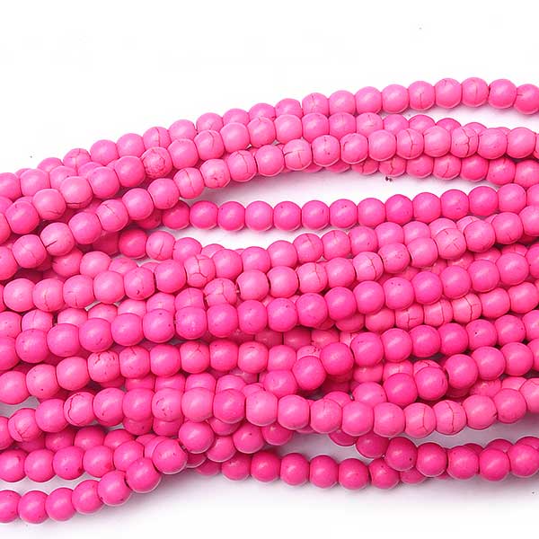 Howlite Reconstituted Beads Round 6mm (65) Hot Pink