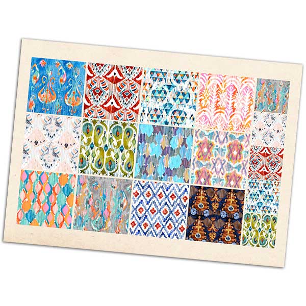 Printed Collage Sheet Ikat 30mm Squares - 150gsm Coated Paper