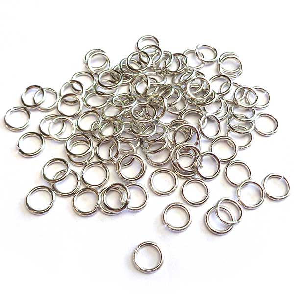 Jump Rings Brass 10x1.5mm Thick (100) Platinum Silver