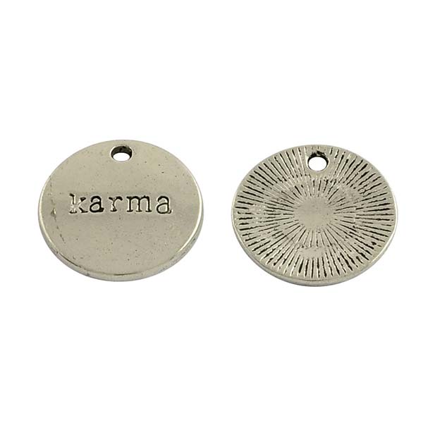 Cast Metal Charm Word 'Karma' 22mm (10) Antique Silver