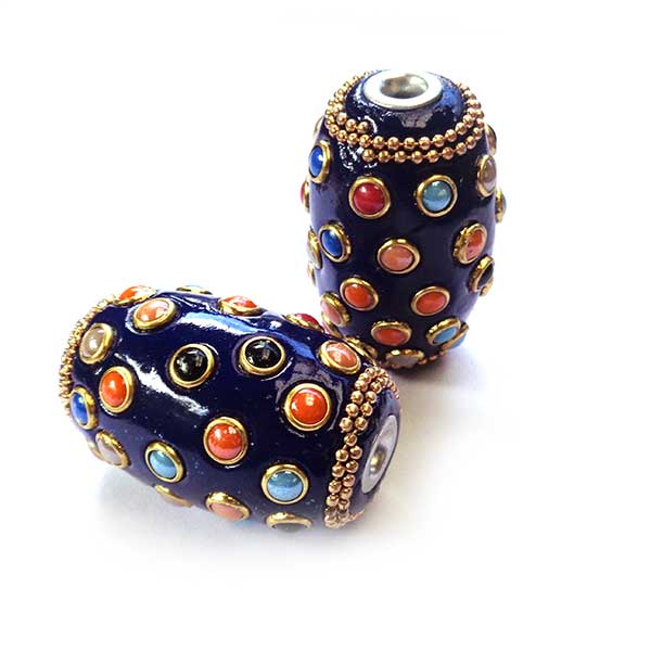 Kashmiri Style Beads Oval Large Thick 41x25mm (1) Black