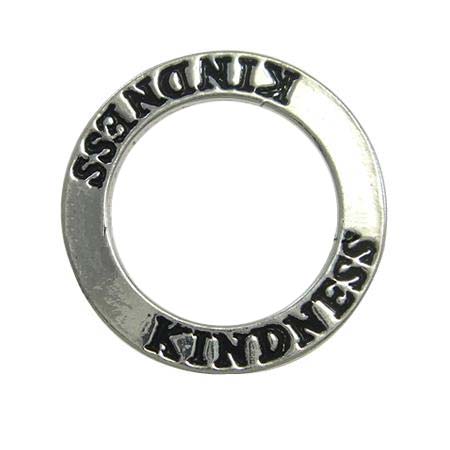 Cast Metal Ring Affirmation 22mm (1) KINDNESS Antique Silver
