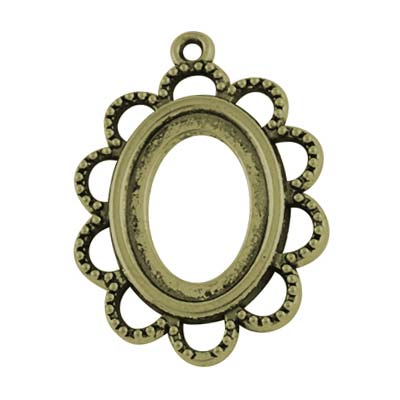 Setting Fits 18x13mm Oval Cast Metal Lace Hollow Back (10) Antique Bronze