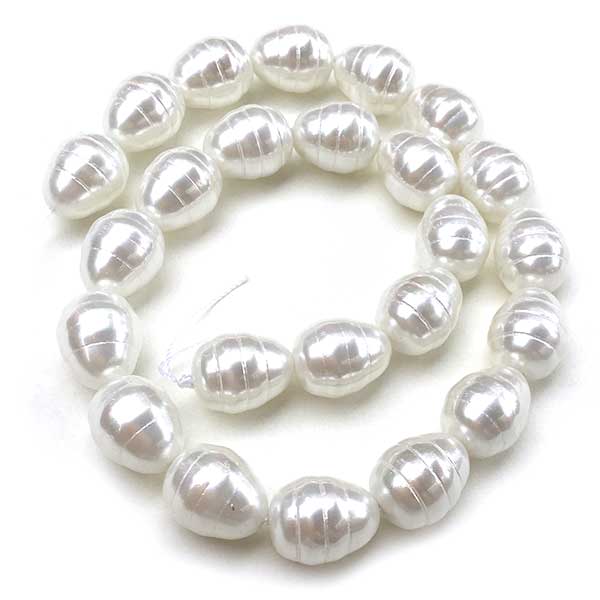 South Sea Shell Pearl Beads Oval Large 17x18mm (24) White