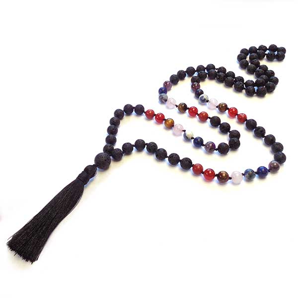 Jewellery Beading Kit Hand Knotted Lava Stone Diffuser Chakra Necklace 