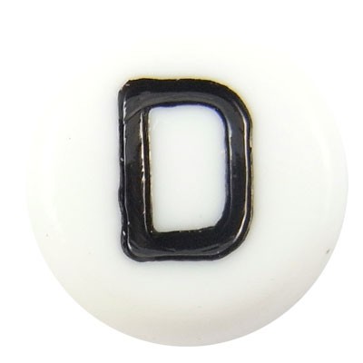 Acrylic Alphabet Beads Letter D 4x7mm (45) White & Black
