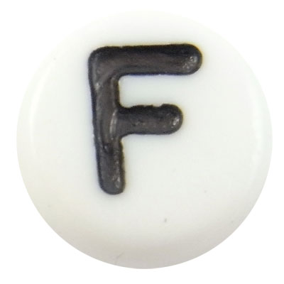 Acrylic Alphabet Beads Letter F 4x7mm (45) White & Black