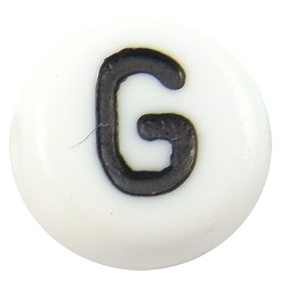 Acrylic Alphabet Beads Letter G 4x7mm (45) White & Black