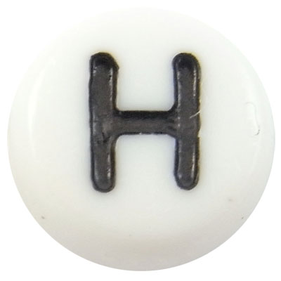 Acrylic Alphabet Beads Letter H 4x7mm (45) White & Black