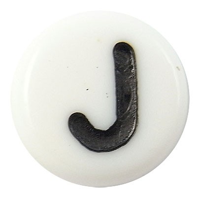 Acrylic Alphabet Beads Letter J 4x7mm (45) White & Black