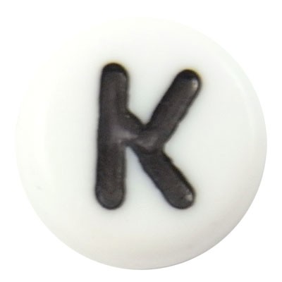 Acrylic Alphabet Beads Letter K 4x7mm (45) White & Black