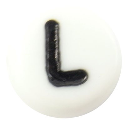 Acrylic Alphabet Beads Letter L 4x7mm (45) White & Black