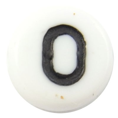 Acrylic Alphabet Beads Letter O 4x7mm (45) White & Black