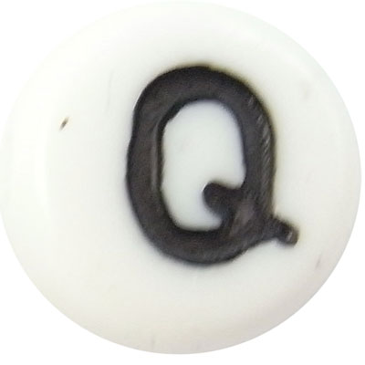 Acrylic Alphabet Beads Letter Q 4x7mm (45) White & Black