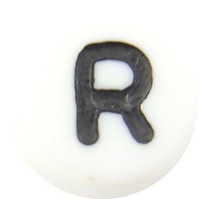 Acrylic Alphabet Beads Letter R 4x7mm (45) White & Black