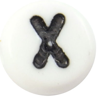 Acrylic Alphabet Beads Letter X 4x7mm (45) White & Black