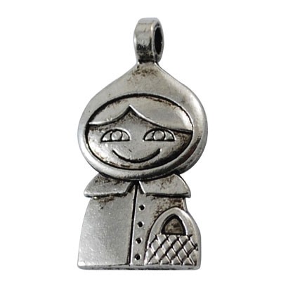 Cast Metal Pendant Red Riding Hood (2) Antique Silver