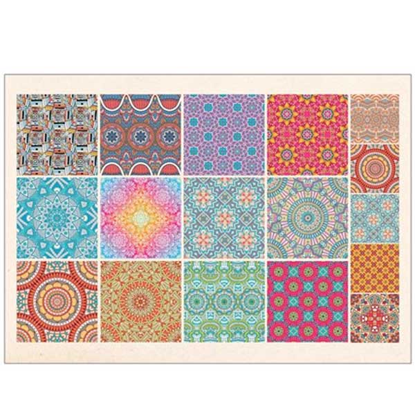 Printed Collage Sheet Mandala Style Two 30mm Squares - 150gsm Coated Paper