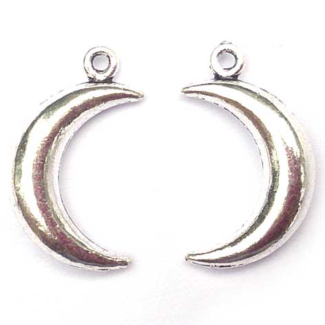Cast Metal Charm Moon Solid Small 18x11x4mm (10) Antique Silver