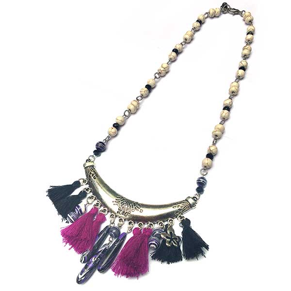 Jewellery Beading Kit Purple & Cream Bib Necklace